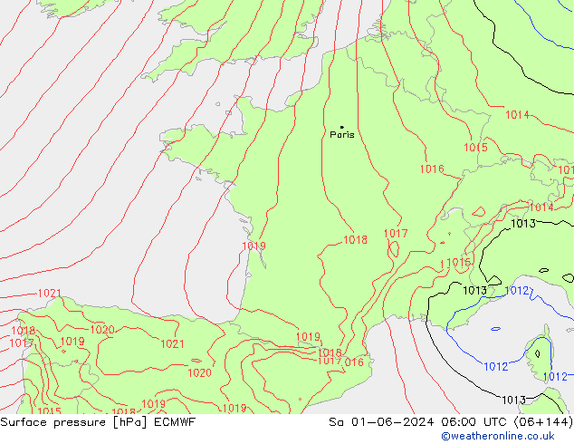 Atmosférický tlak ECMWF So 01.06.2024 06 UTC