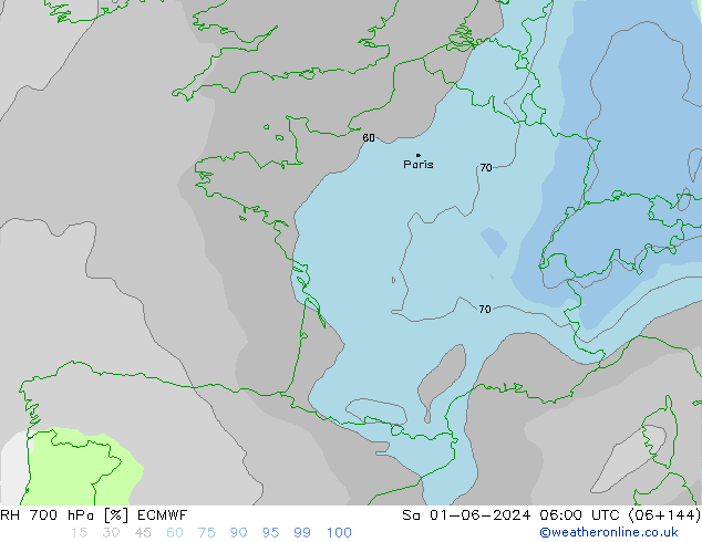 RH 700 hPa ECMWF Sa 01.06.2024 06 UTC