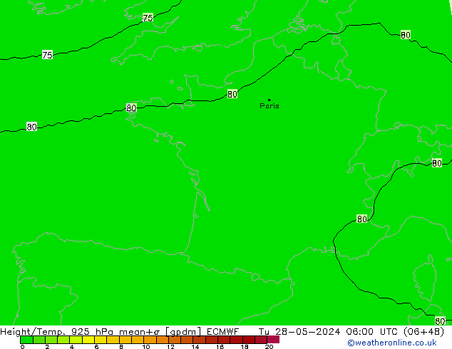 Height/Temp. 925 гПа ECMWF вт 28.05.2024 06 UTC