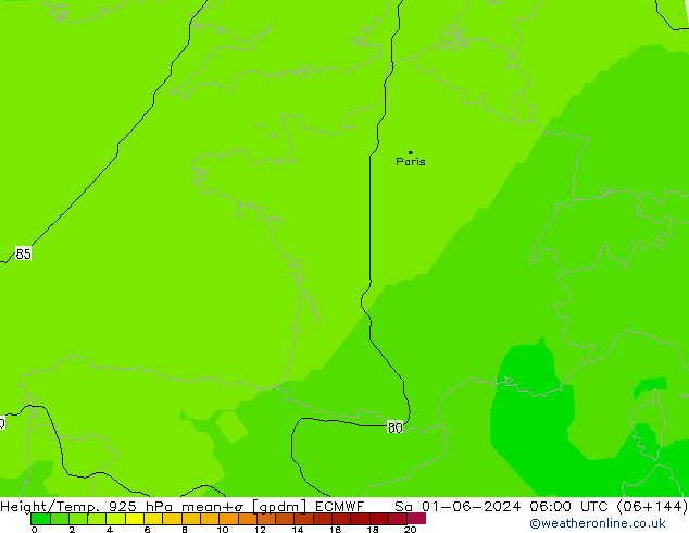 Height/Temp. 925 hPa ECMWF sab 01.06.2024 06 UTC