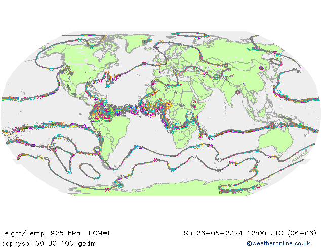 Height/Temp. 925 hPa ECMWF dom 26.05.2024 12 UTC