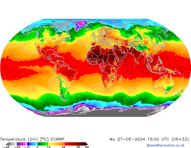 Sıcaklık Haritası (2m) ECMWF Pzt 27.05.2024 15 UTC