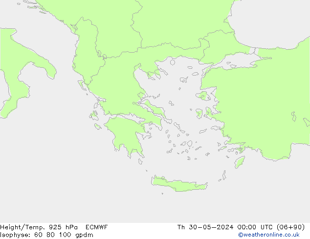 Height/Temp. 925 hPa ECMWF Qui 30.05.2024 00 UTC