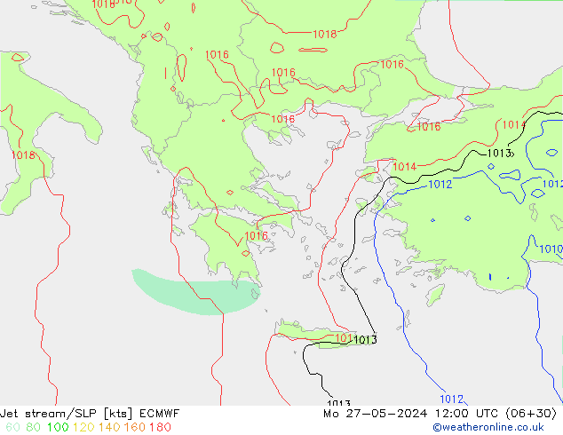 Jet stream/SLP ECMWF Mo 27.05.2024 12 UTC