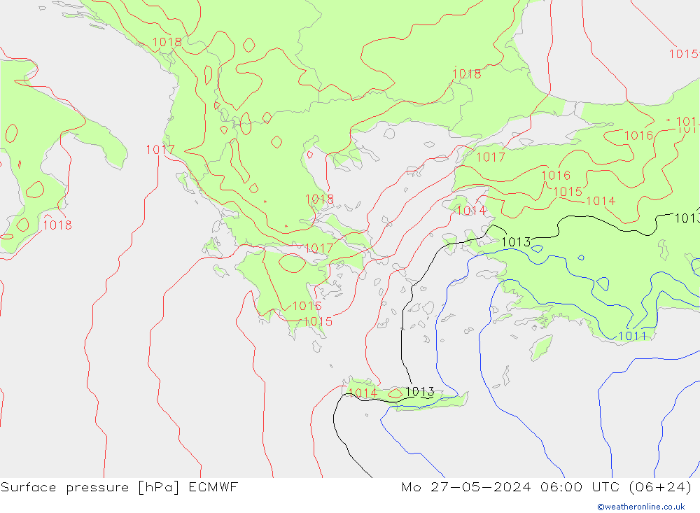 Surface pressure ECMWF Mo 27.05.2024 06 UTC