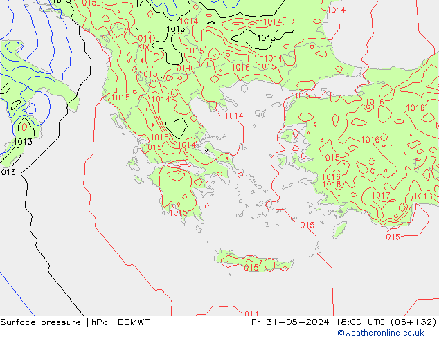 Presión superficial ECMWF vie 31.05.2024 18 UTC