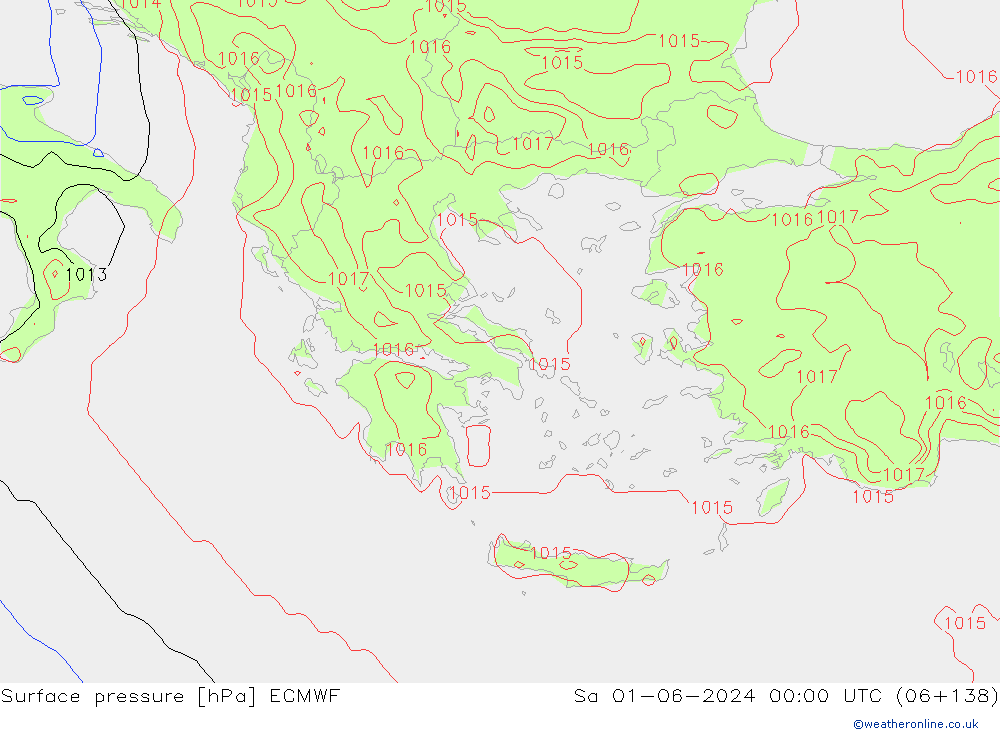 Presión superficial ECMWF sáb 01.06.2024 00 UTC