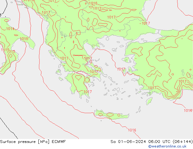 Bodendruck ECMWF Sa 01.06.2024 06 UTC