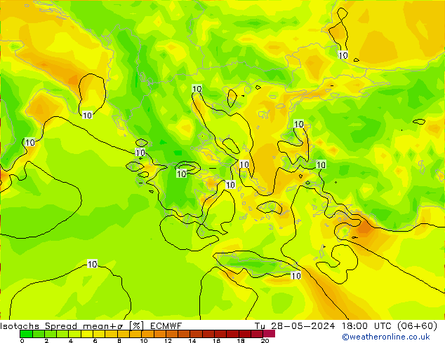 Isotachs Spread ECMWF Tu 28.05.2024 18 UTC