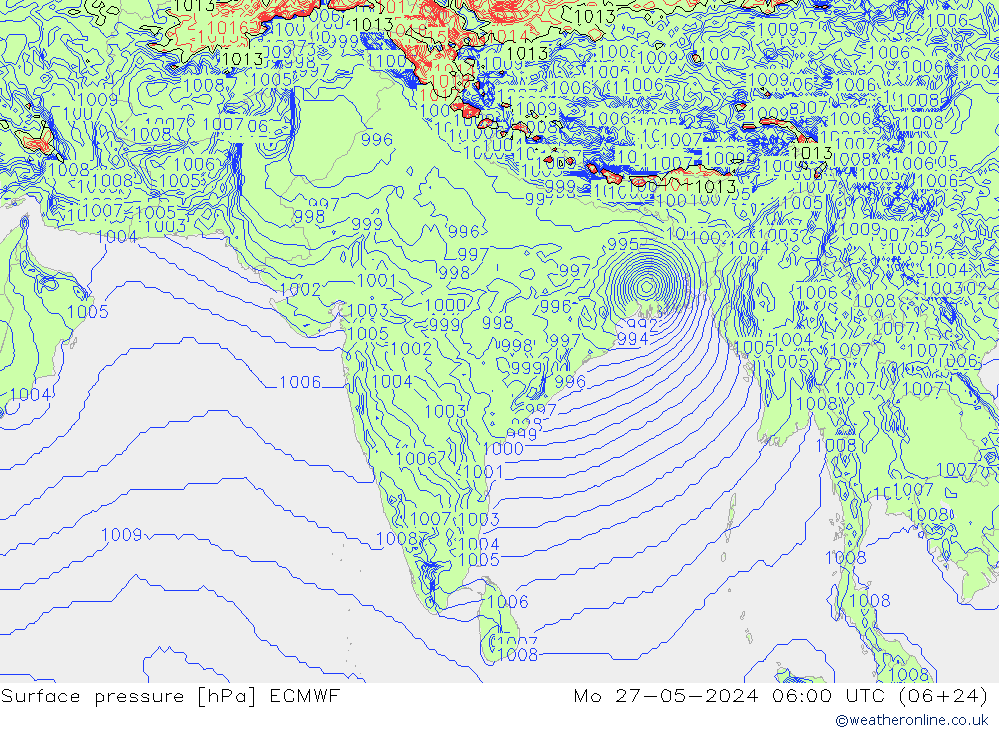 pression de l'air ECMWF lun 27.05.2024 06 UTC