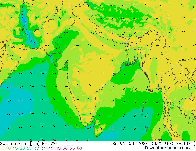 Rüzgar 10 m ECMWF Cts 01.06.2024 06 UTC