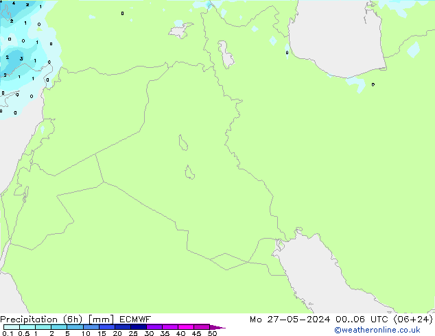 Precipitation (6h) ECMWF Mo 27.05.2024 06 UTC