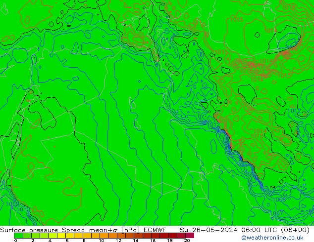 pressão do solo Spread ECMWF Dom 26.05.2024 06 UTC