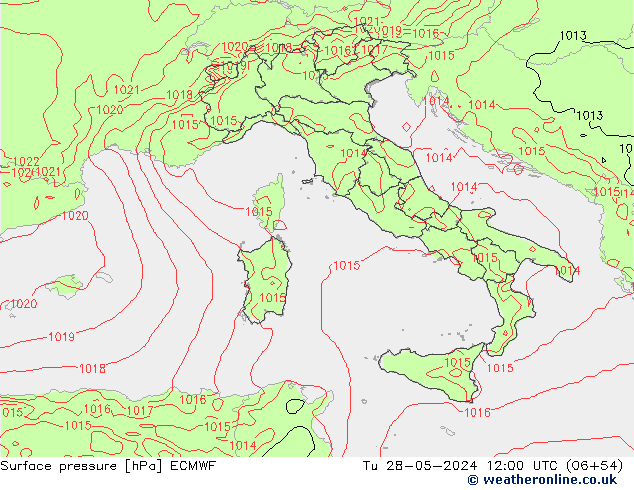 Surface pressure ECMWF Tu 28.05.2024 12 UTC