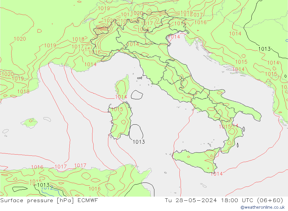 Surface pressure ECMWF Tu 28.05.2024 18 UTC