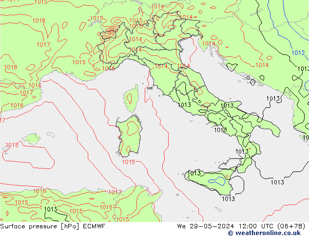 Surface pressure ECMWF We 29.05.2024 12 UTC