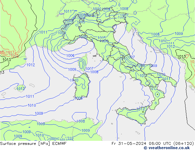 Surface pressure ECMWF Fr 31.05.2024 06 UTC