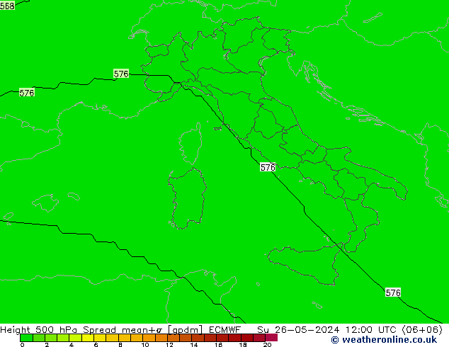 Height 500 hPa Spread ECMWF Dom 26.05.2024 12 UTC