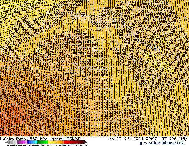 Height/Temp. 850 hPa ECMWF Mo 27.05.2024 00 UTC