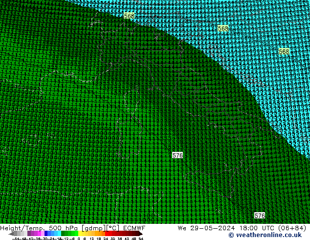 Height/Temp. 500 hPa ECMWF We 29.05.2024 18 UTC