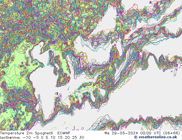 température 2m Spaghetti ECMWF mer 29.05.2024 00 UTC