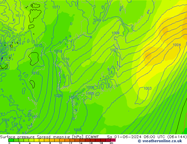 ciśnienie Spread ECMWF so. 01.06.2024 06 UTC