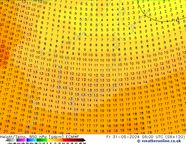 Height/Temp. 850 hPa ECMWF Sex 31.05.2024 06 UTC