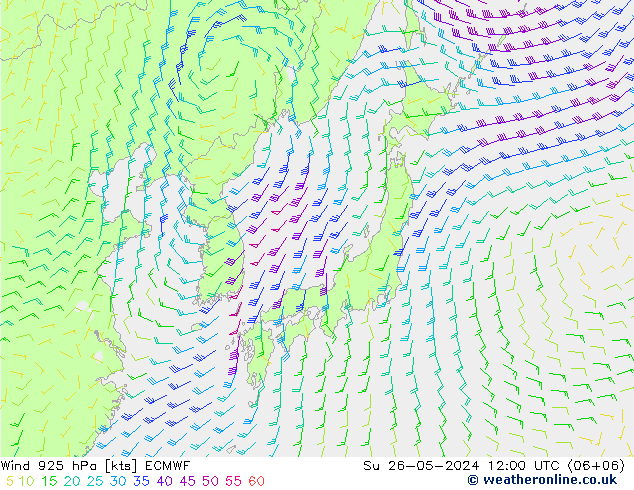 Wind 925 hPa ECMWF zo 26.05.2024 12 UTC