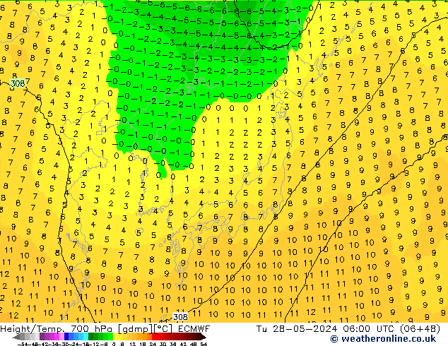 Height/Temp. 700 hPa ECMWF  28.05.2024 06 UTC