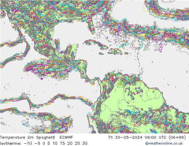 Sıcaklık Haritası 2m Spaghetti ECMWF Per 30.05.2024 06 UTC