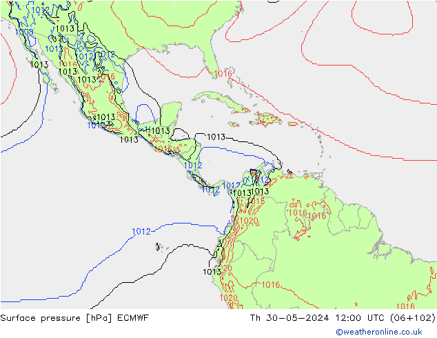 Pressione al suolo ECMWF gio 30.05.2024 12 UTC