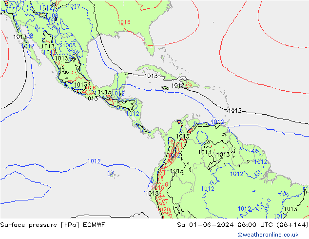 Surface pressure ECMWF Sa 01.06.2024 06 UTC