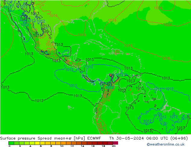 Bodendruck Spread ECMWF Do 30.05.2024 06 UTC