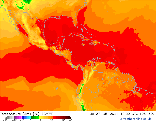 Temperature (2m) ECMWF Po 27.05.2024 12 UTC