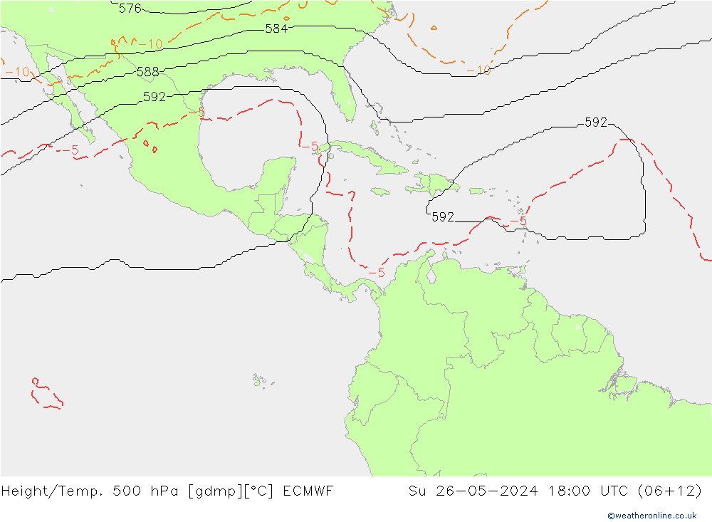 Height/Temp. 500 hPa ECMWF nie. 26.05.2024 18 UTC