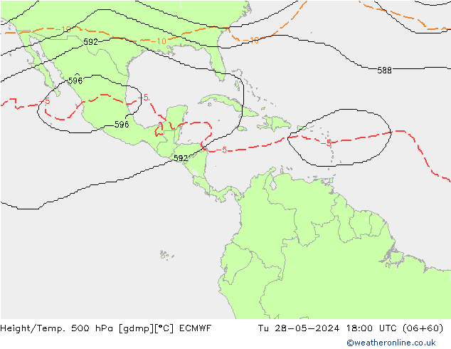 Height/Temp. 500 hPa ECMWF Tu 28.05.2024 18 UTC