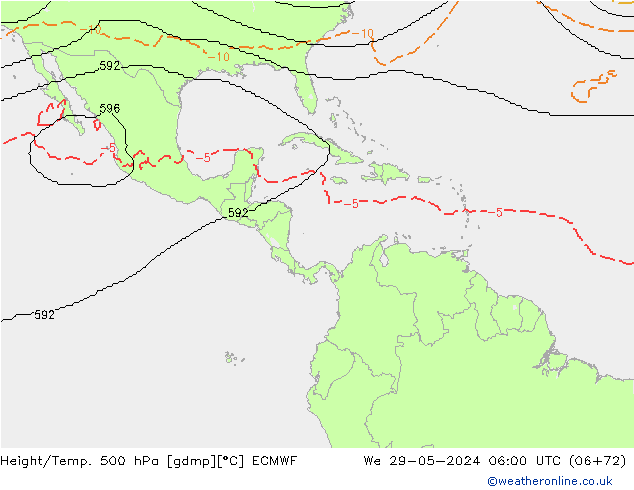 Hoogte/Temp. 500 hPa ECMWF wo 29.05.2024 06 UTC