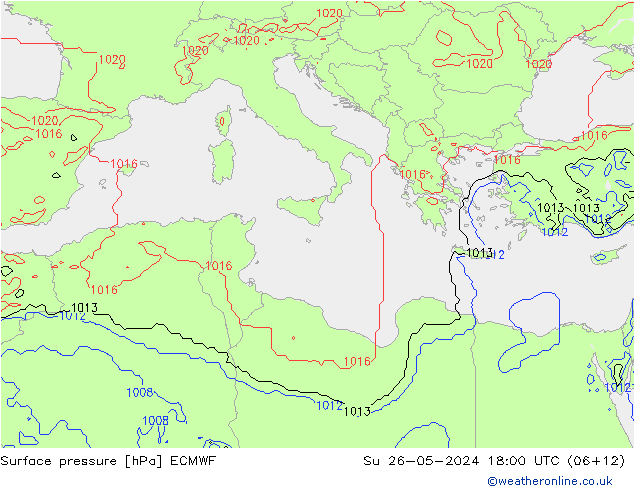 Surface pressure ECMWF Su 26.05.2024 18 UTC