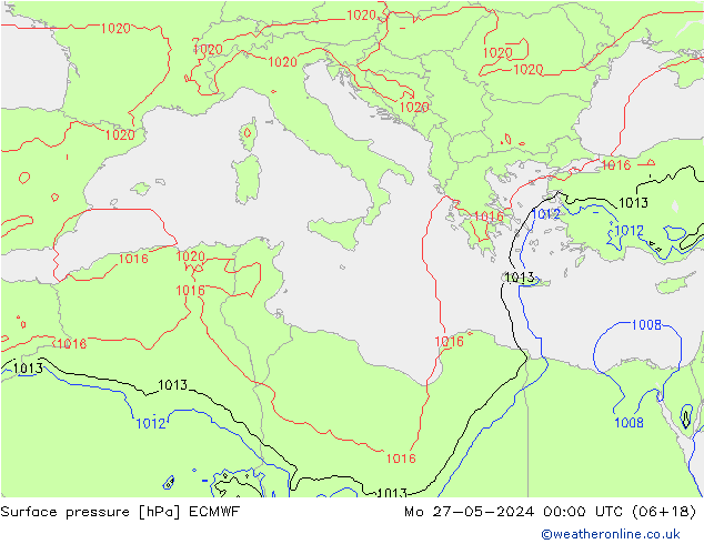 Surface pressure ECMWF Mo 27.05.2024 00 UTC