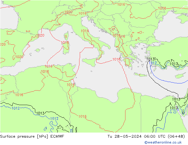 Presión superficial ECMWF mar 28.05.2024 06 UTC