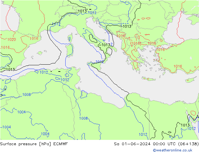 Bodendruck ECMWF Sa 01.06.2024 00 UTC