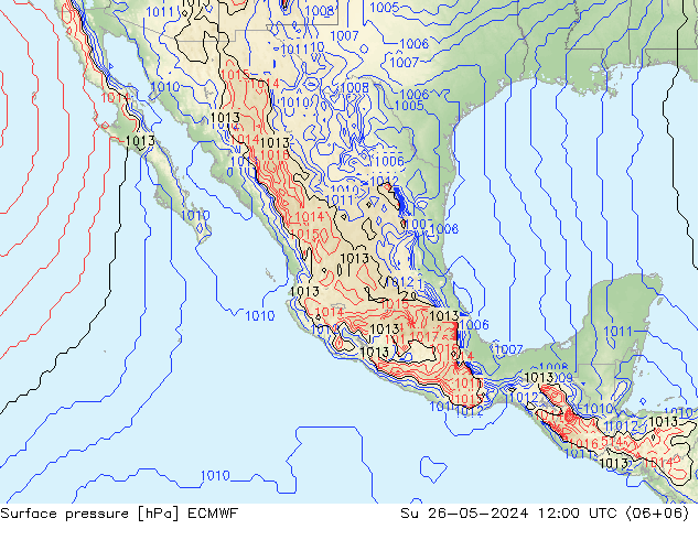 Presión superficial ECMWF dom 26.05.2024 12 UTC