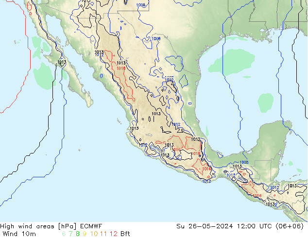 High wind areas ECMWF dom 26.05.2024 12 UTC