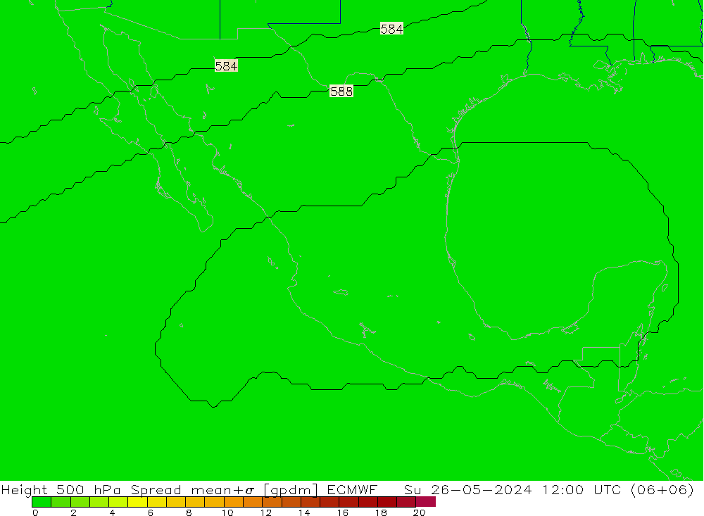 Geop. 500 hPa Spread ECMWF dom 26.05.2024 12 UTC