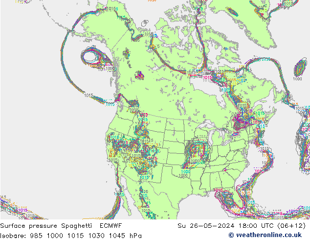 Surface pressure Spaghetti ECMWF Su 26.05.2024 18 UTC