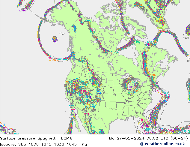 Bodendruck Spaghetti ECMWF Mo 27.05.2024 06 UTC