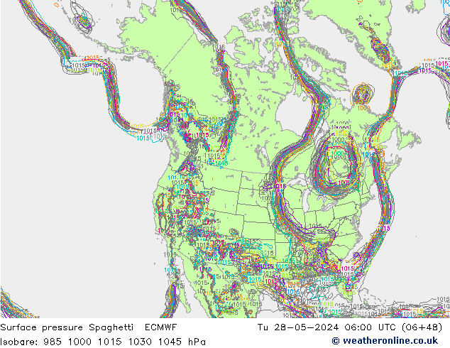 Bodendruck Spaghetti ECMWF Di 28.05.2024 06 UTC