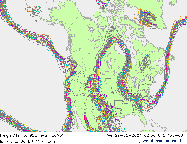 Height/Temp. 925 hPa ECMWF Qua 29.05.2024 00 UTC