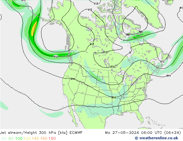 Jet stream/Height 300 hPa ECMWF Mo 27.05.2024 06 UTC