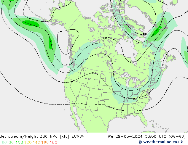 Prąd strumieniowy ECMWF śro. 29.05.2024 00 UTC